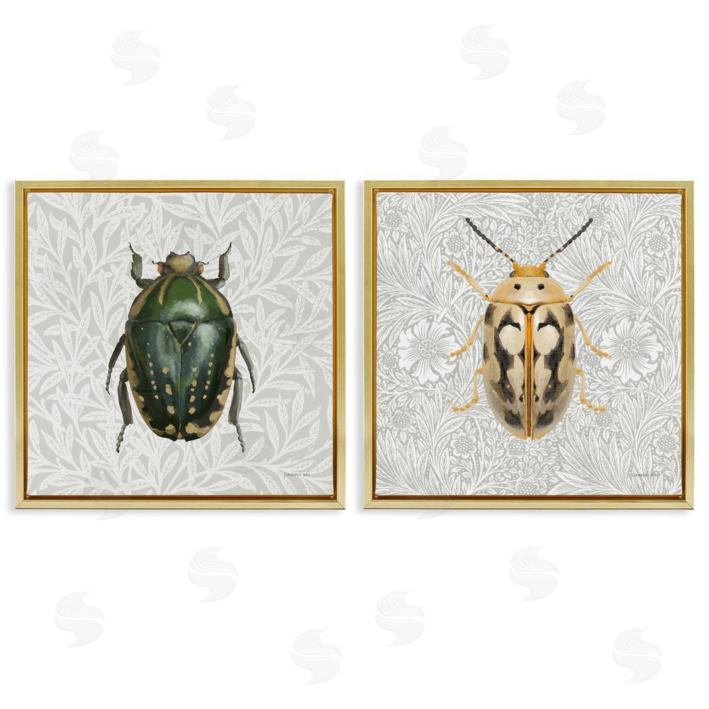Danhui Nai Beetle Insect Portrait Gold Floating Frame Canvas Wall Art Print