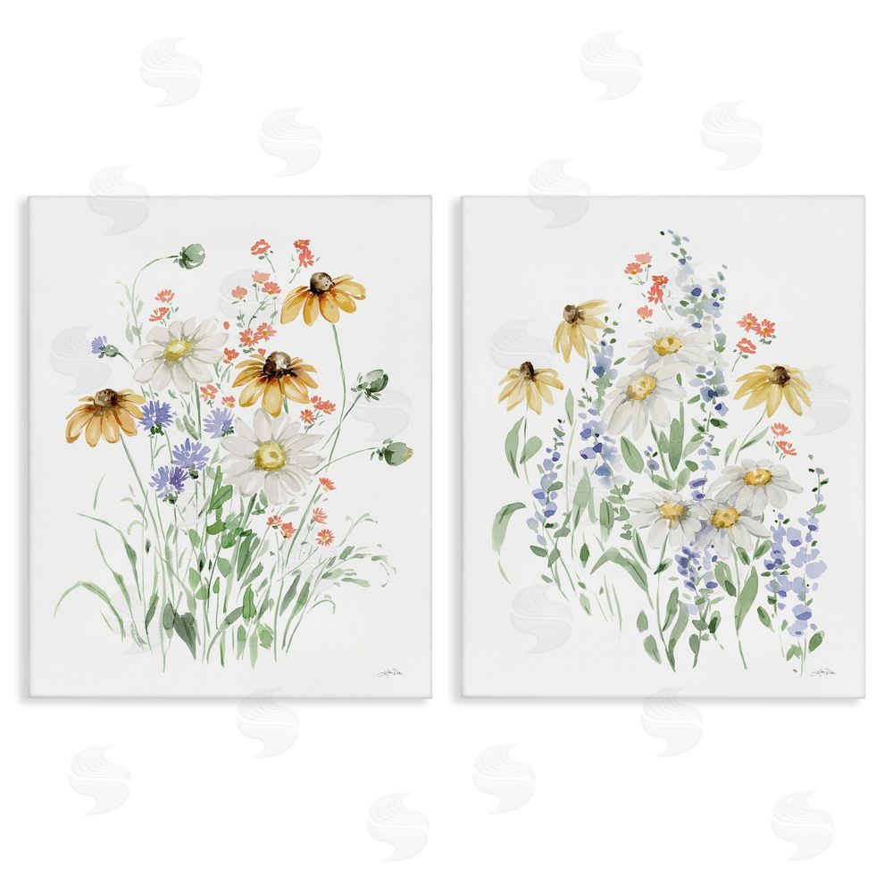 Katrina Pete Summer Garden Watercolor Daisies Canvas Wall Art Print