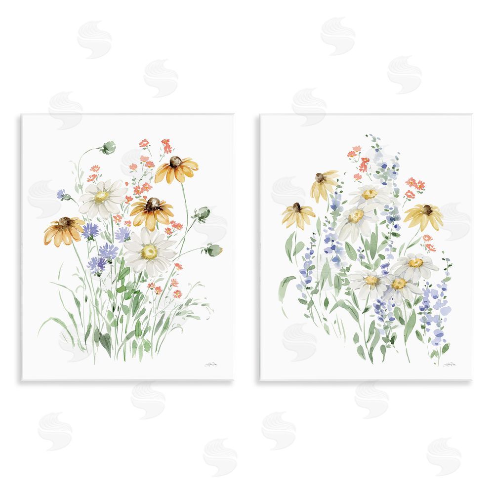 Katrina Pete Summer Garden Watercolor Daisies Wooden Wall Plaque Art Print