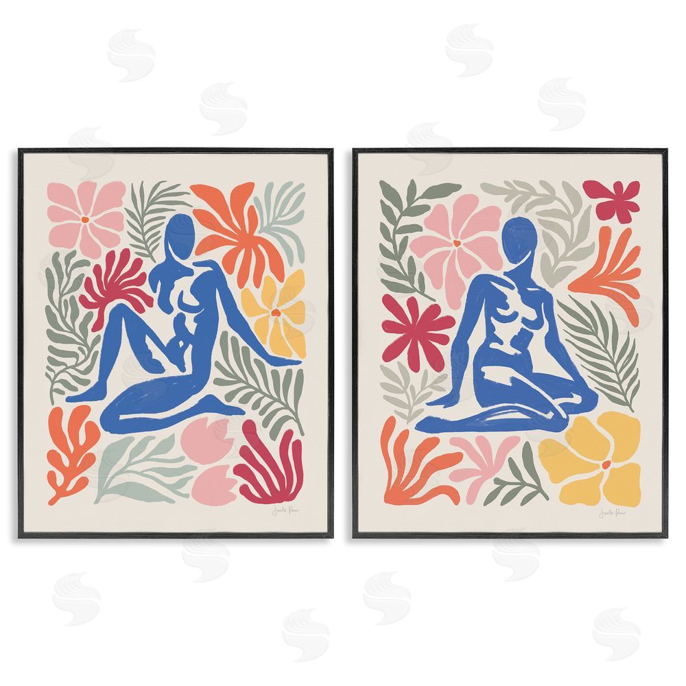 Janelle Penner Abstract Garden Female Figure Black Framed Giclee Wall Art Print