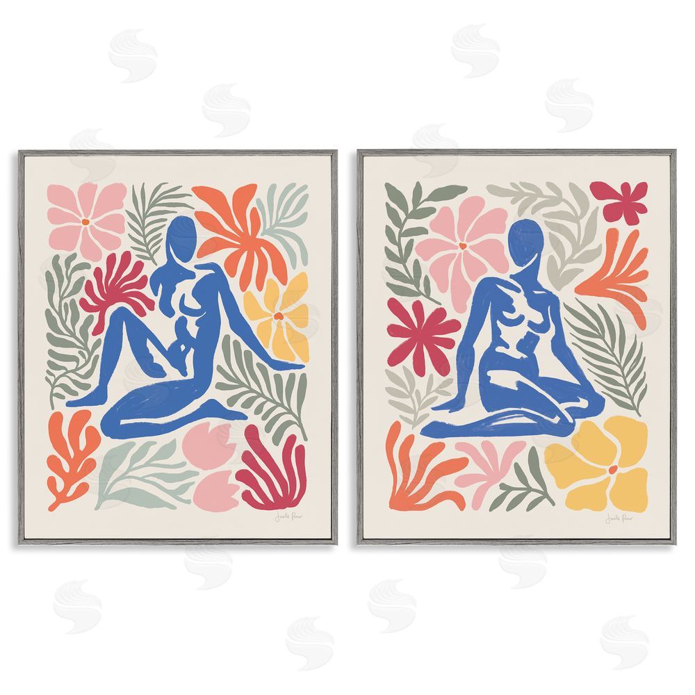 Janelle Penner Abstract Garden Female Figure Gray Framed Giclee Wall Art Print