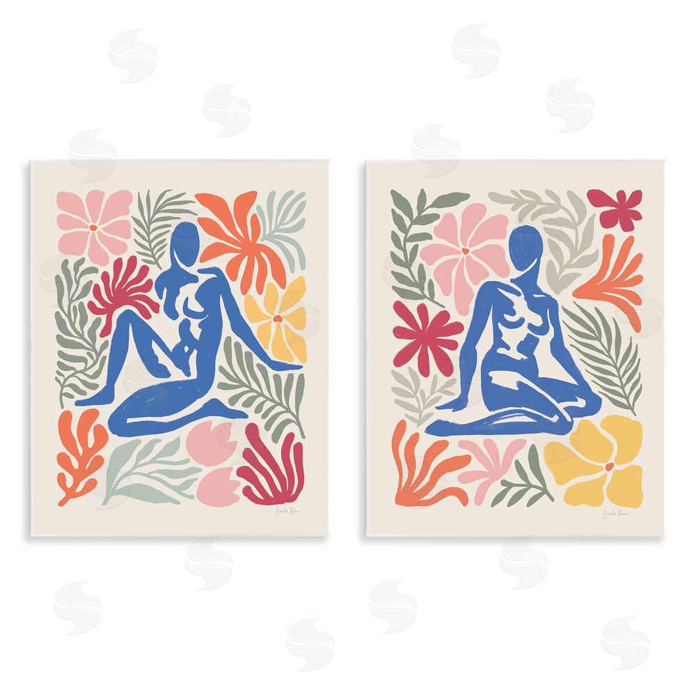 Janelle Penner Abstract Garden Female Figure Wooden Wall Plaque Art Print