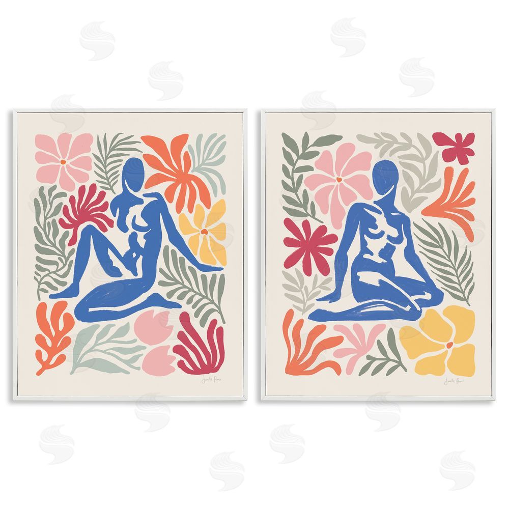 Janelle Penner Abstract Garden Female Figure White Framed Giclee Wall Art Print