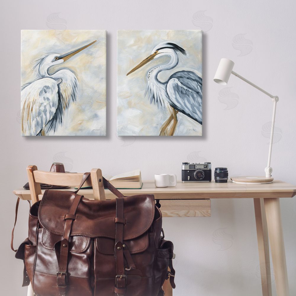 Yvette St. Amant White Egret Blue Heron Canvas Wall Art Print in Room