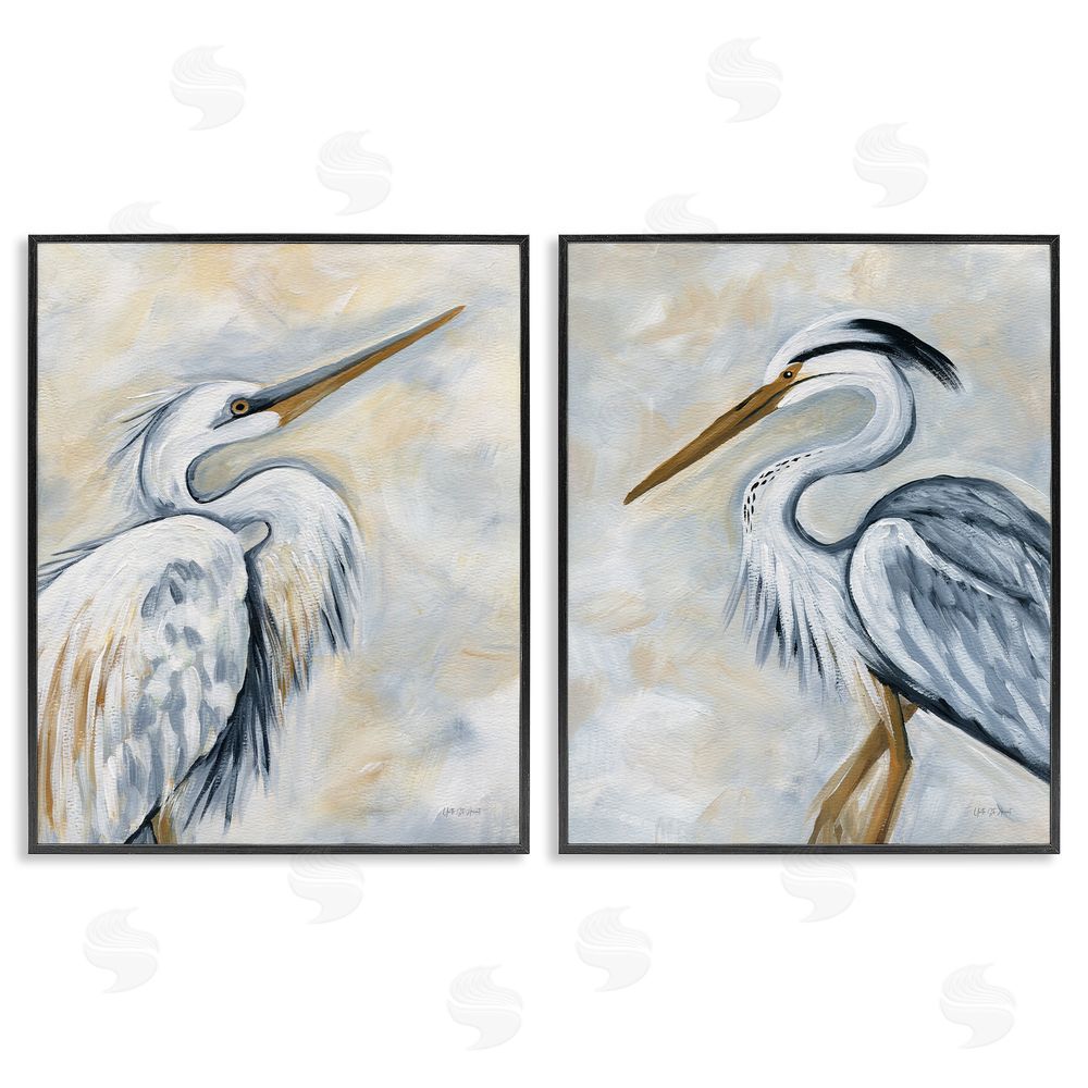 Yvette St. Amant White Egret Blue Heron Black Framed Giclee Wall Art Print