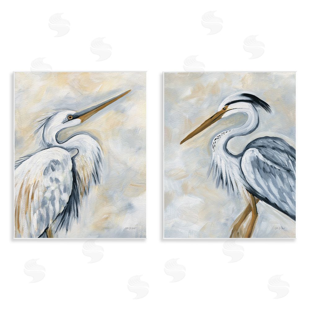 Yvette St. Amant White Egret Blue Heron Wooden Wall Plaque Art Print