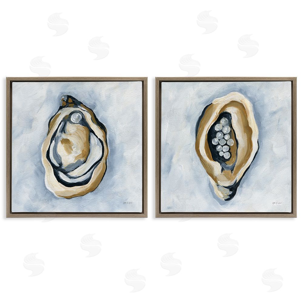 Yvette St. Amant Oyster with Pearls Brown Floating Frame Canvas Wall Art Print