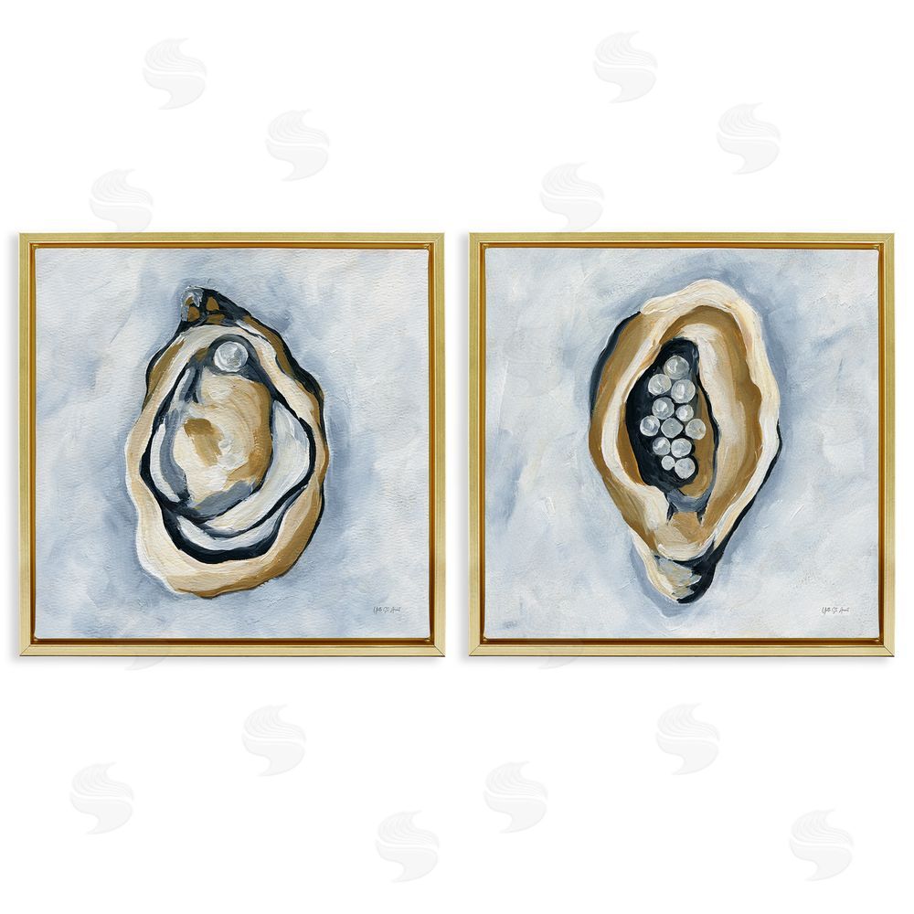 Yvette St. Amant Oyster with Pearls Gold Floating Frame Canvas Wall Art Print