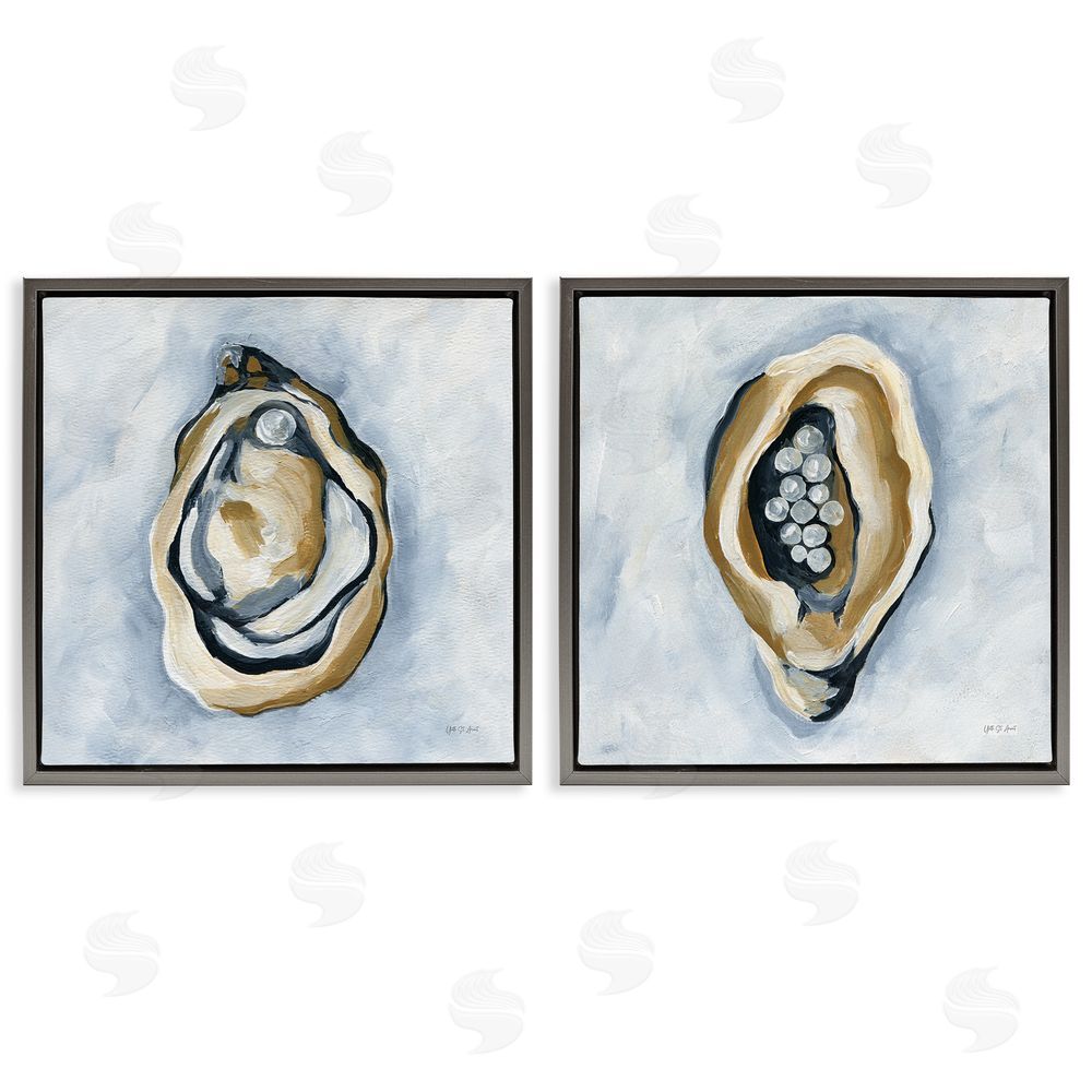 Yvette St. Amant Oyster with Pearls Gray Floating Frame Canvas Wall Art Print