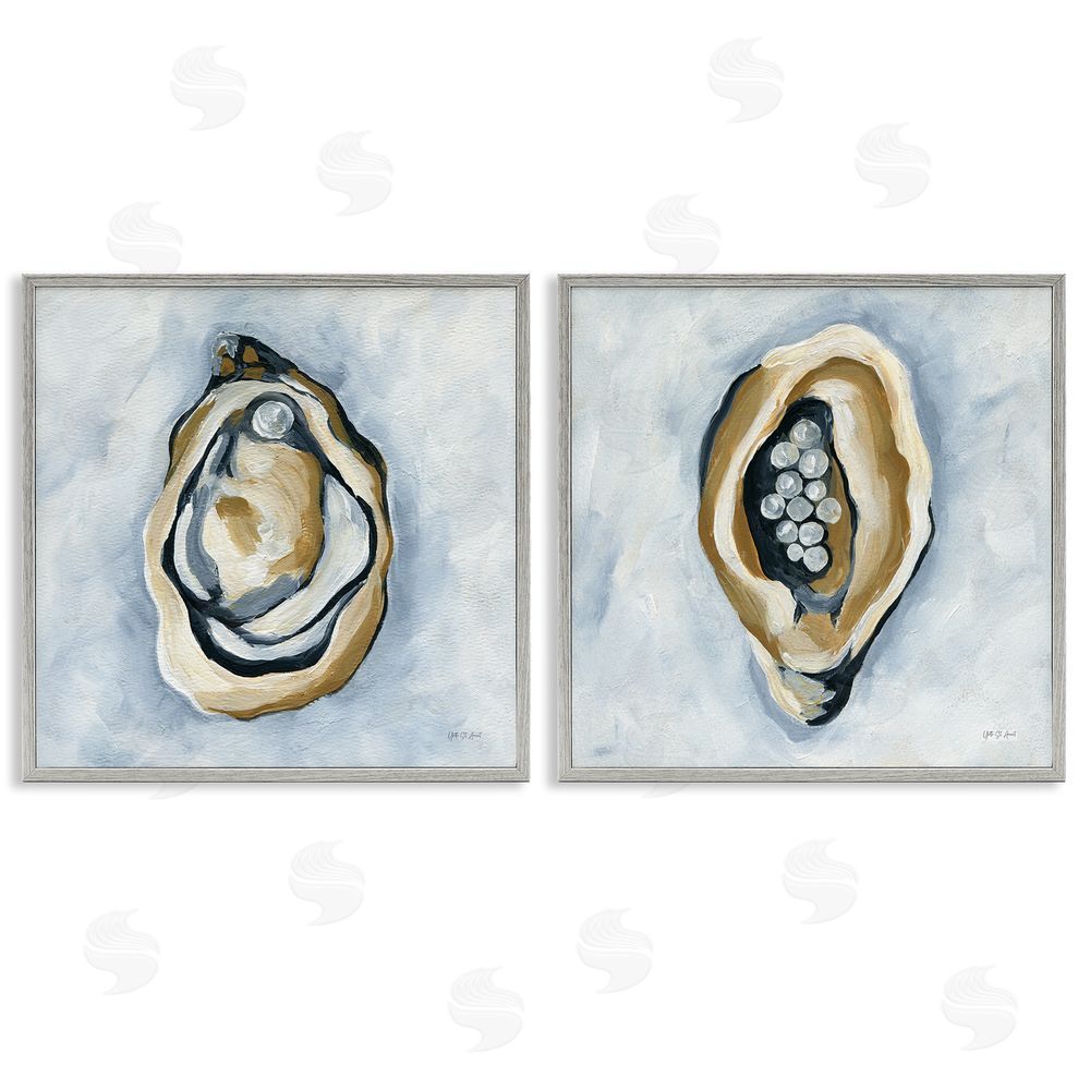 Yvette St. Amant Oyster with Pearls Gray Framed Giclee Wall Art Print