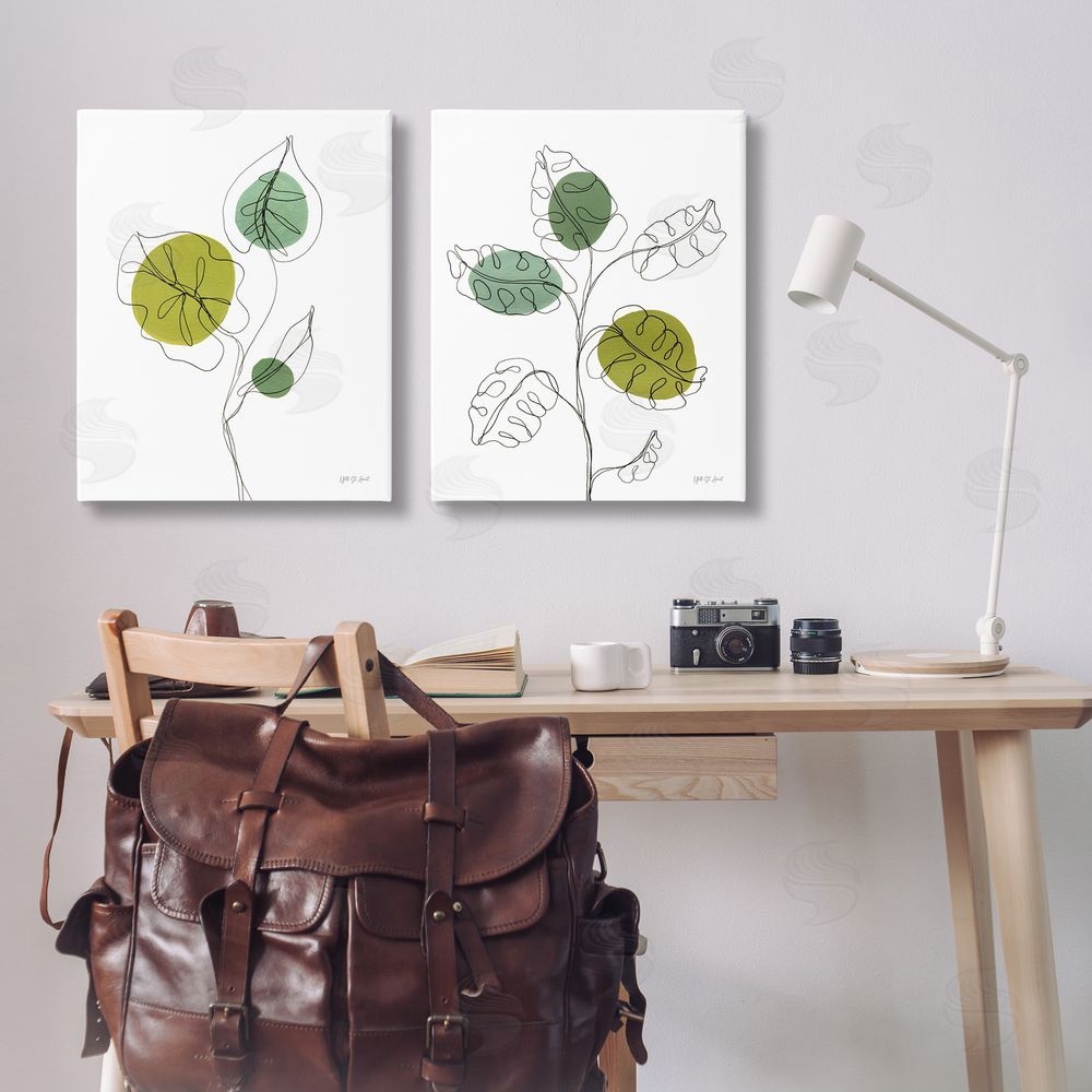 Yvette St. Amant Minimalist Line Monstera Plants Canvas Wall Art Print in Room