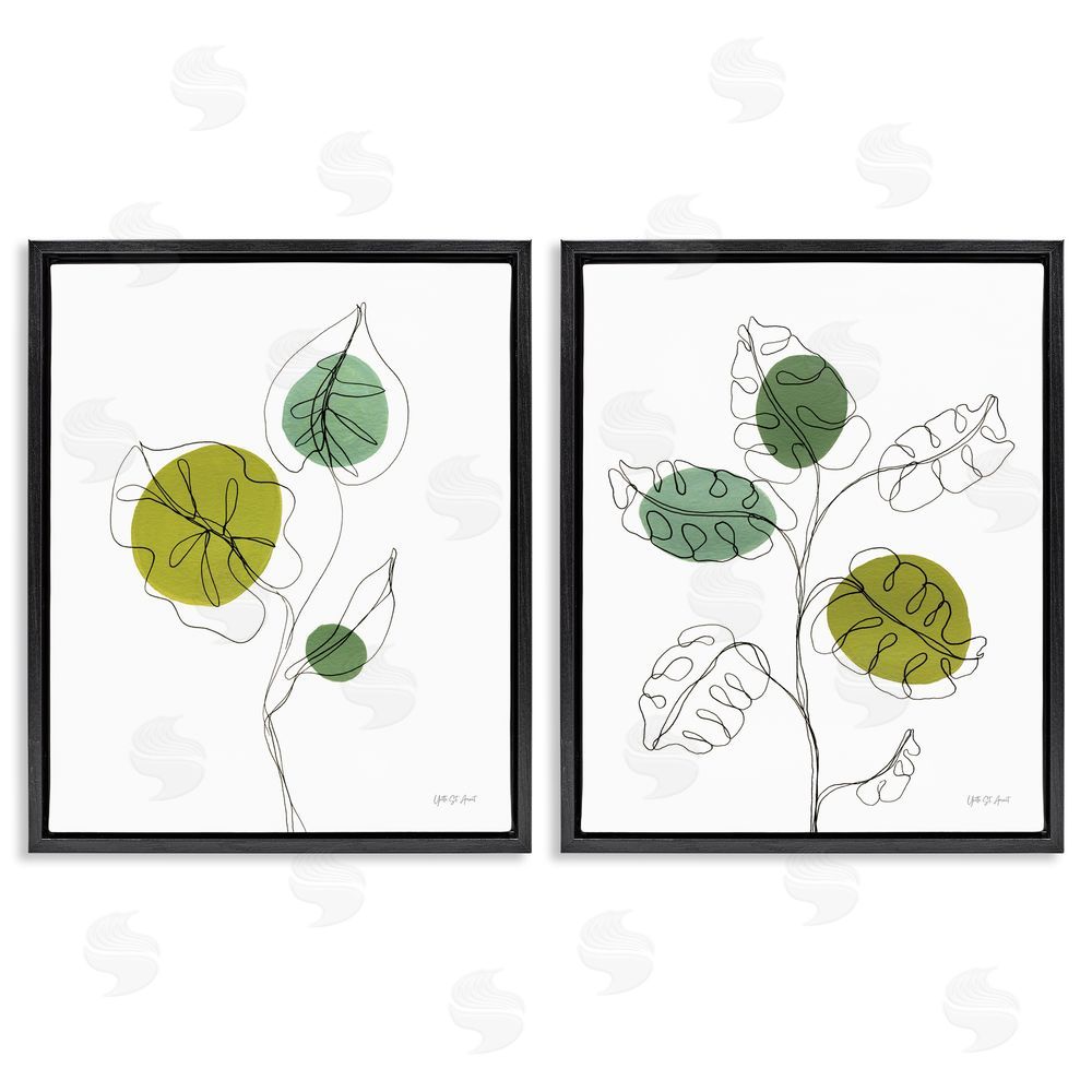 Yvette St. Amant Minimalist Line Monstera Plants Black Floating Frame Canvas Wall Art Print