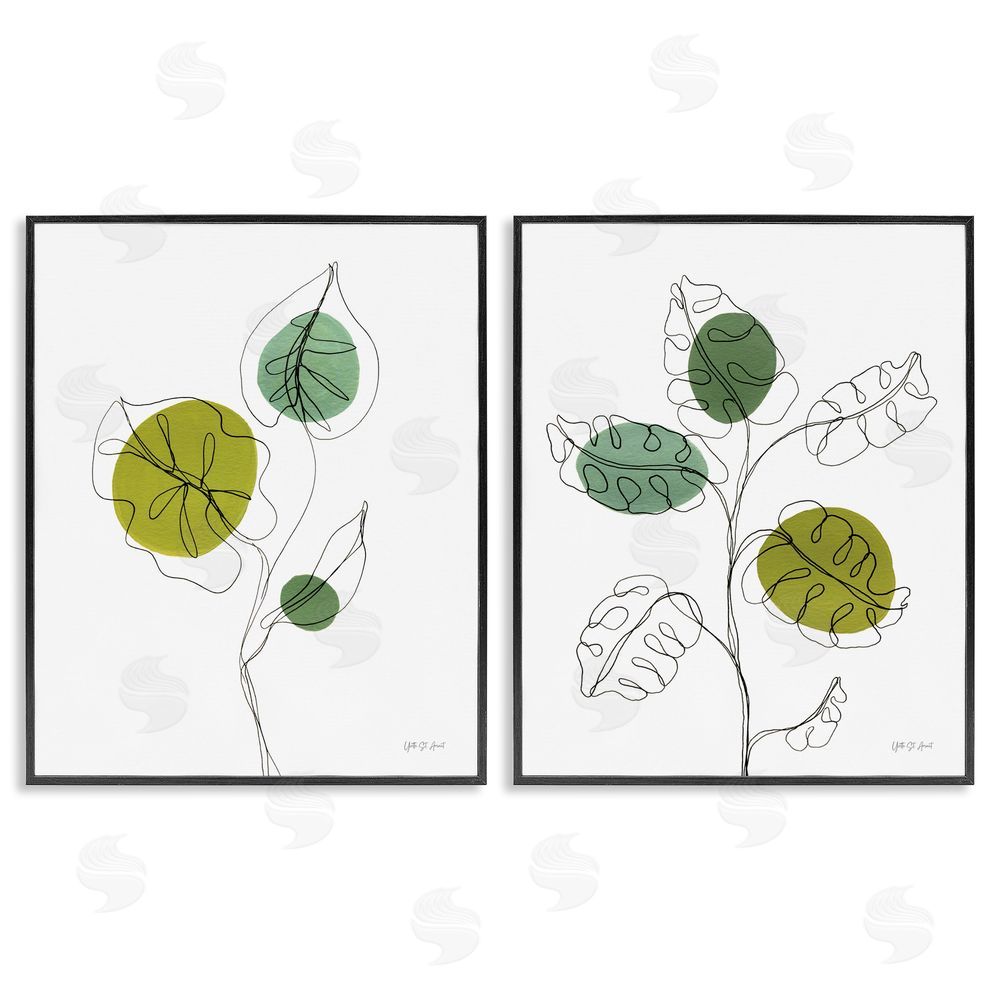 Yvette St. Amant Minimalist Line Monstera Plants Black Framed Giclee Wall Art Print