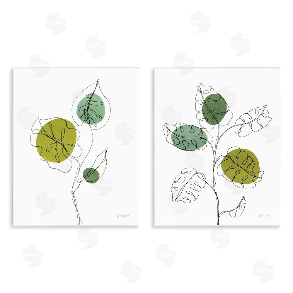 Yvette St. Amant Minimalist Line Monstera Plants Wooden Wall Plaque Art Print