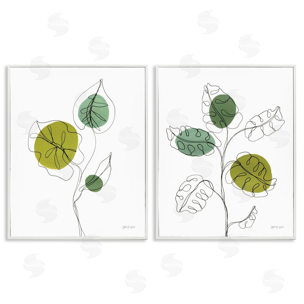 Yvette St. Amant Minimalist Line Monstera Plants White Framed Giclee Wall Art Print