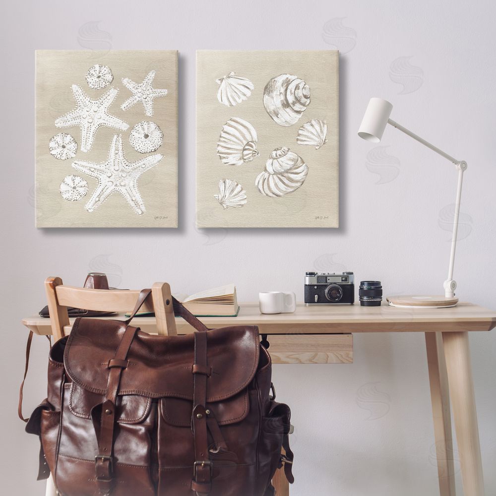Yvette St. Amant Beach Treasure Starfish Shells Canvas Wall Art Print in Room