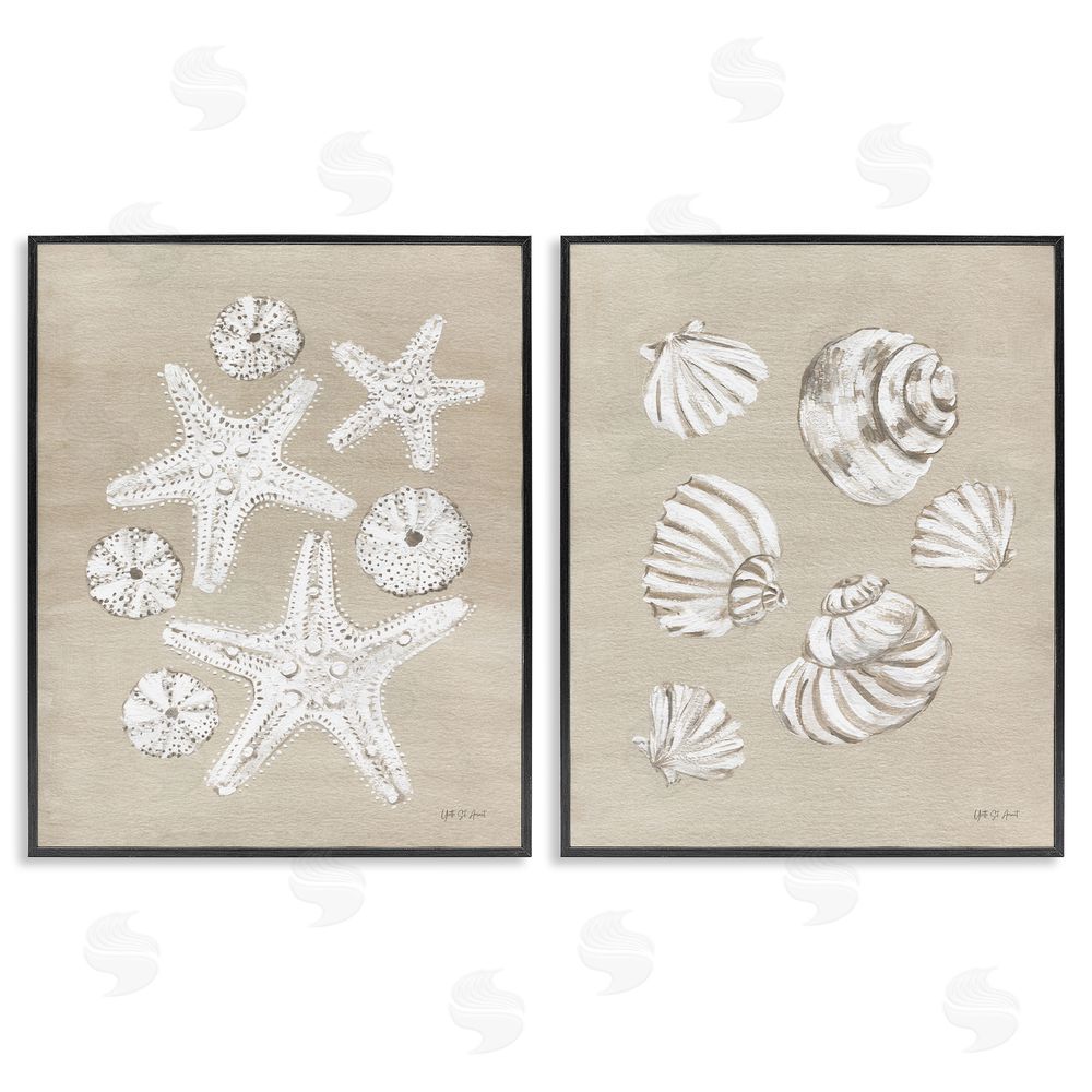 Yvette St. Amant Beach Treasure Starfish Shells Black Framed Giclee Wall Art Print