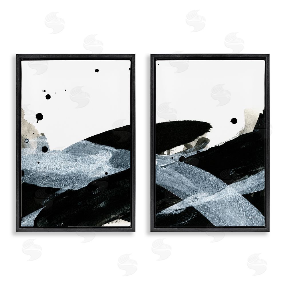 Yvette St. Amant Gradient Movement Abstraction Black Floating Frame Canvas Wall Art Print