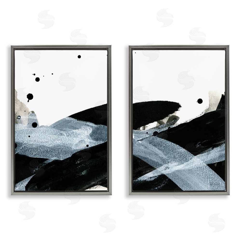 Yvette St. Amant Gradient Movement Abstraction Gray Floating Frame Canvas Wall Art Print