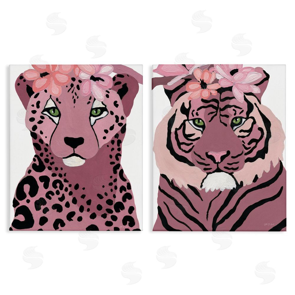 Yvette St. Amant Floral Cheetah Tiger Canvas Wall Art Print