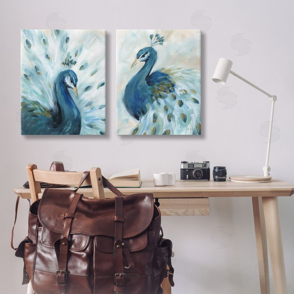 Yvette St. Amant Gentle Pretty Peacocks Canvas Wall Art Print in Room