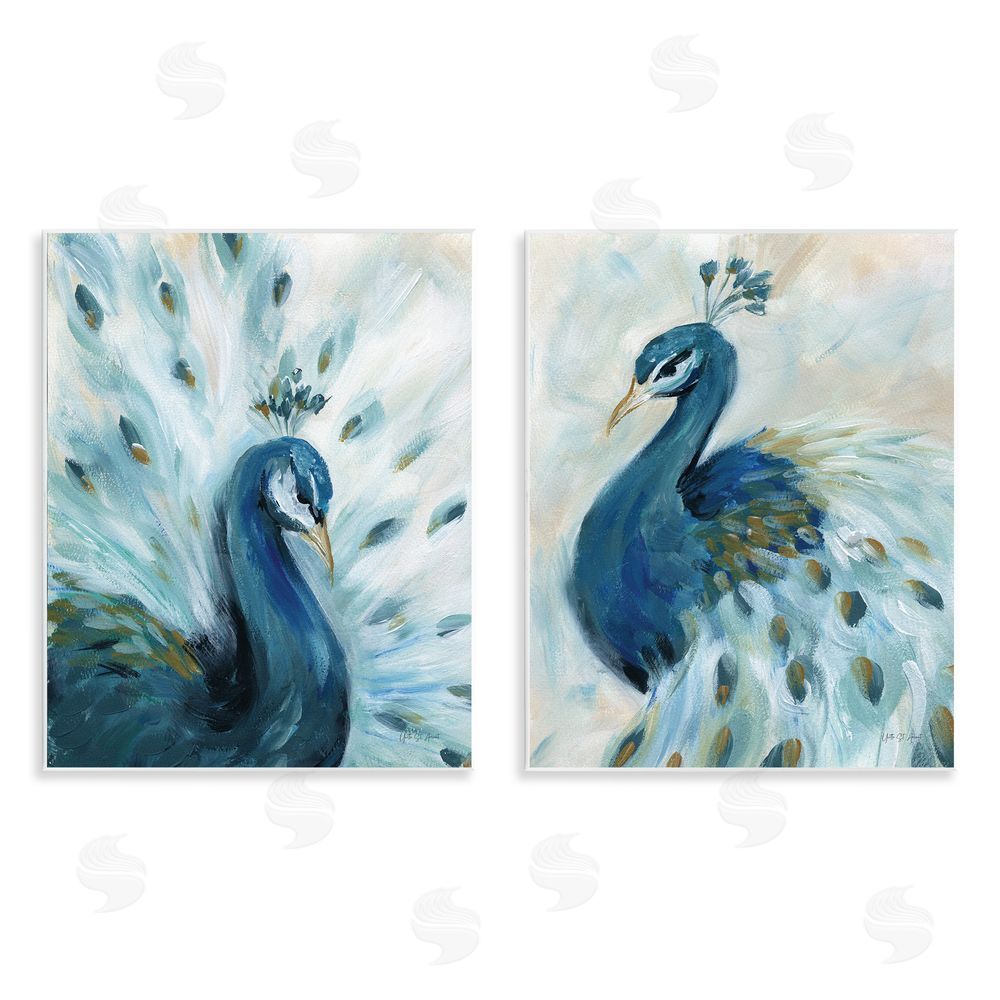 Yvette St. Amant Gentle Pretty Peacocks Wooden Wall Plaque Art Print