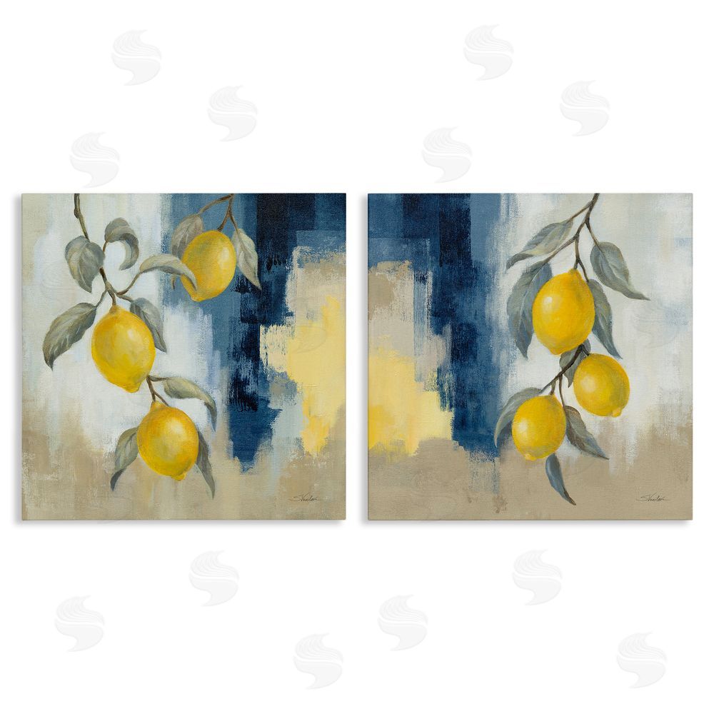 Silvia Vassileva Abstract Hanging Lemon Fruits Canvas Wall Art Print