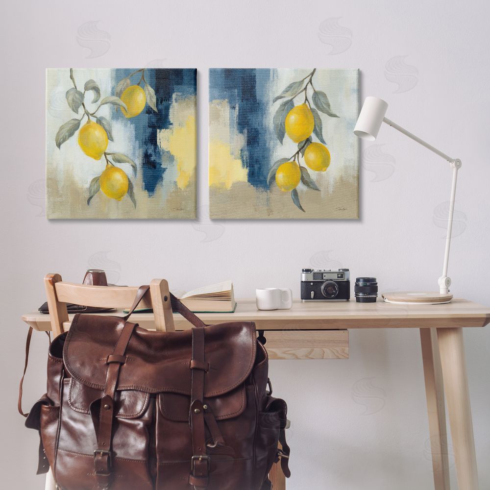 Silvia Vassileva Abstract Hanging Lemon Fruits Canvas Wall Art Print in Room