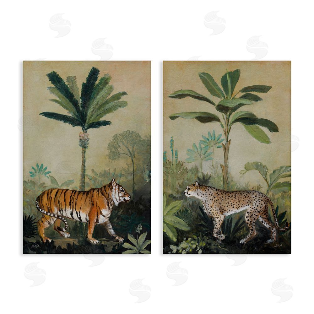 Julia Purinton Tiger Cheetah Jungle Forest Canvas Wall Art Print