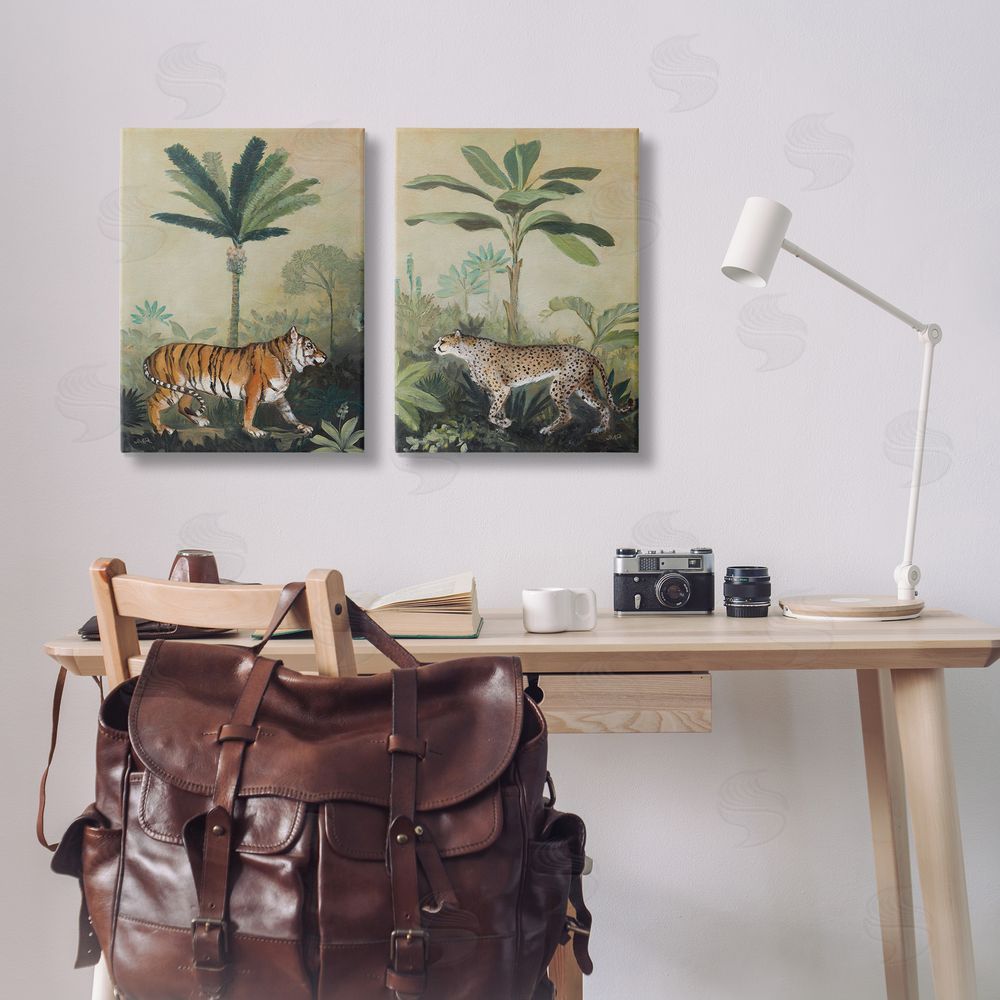 Julia Purinton Tiger Cheetah Jungle Forest Canvas Wall Art Print in Room