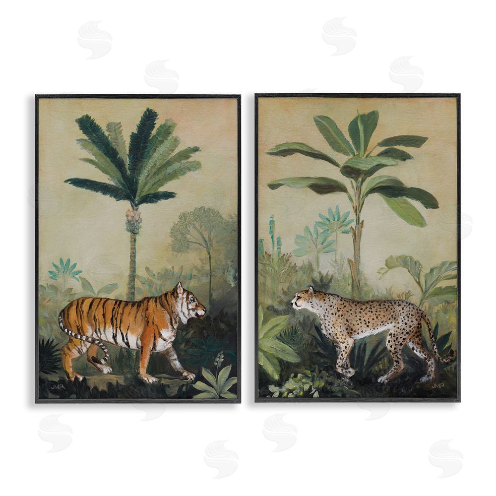 Julia Purinton Tiger Cheetah Jungle Forest Black Framed Giclee Wall Art Print