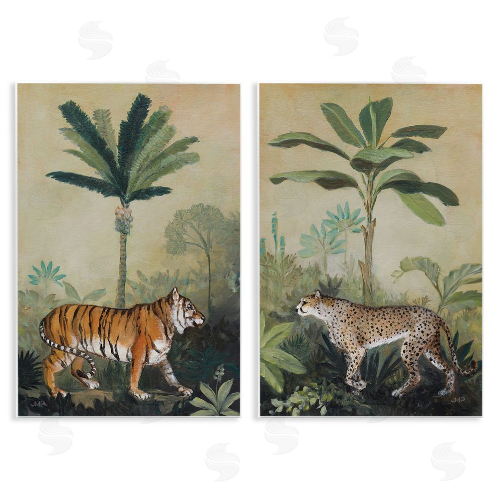 Julia Purinton Tiger Cheetah Jungle Forest Wooden Wall Plaque Art Print