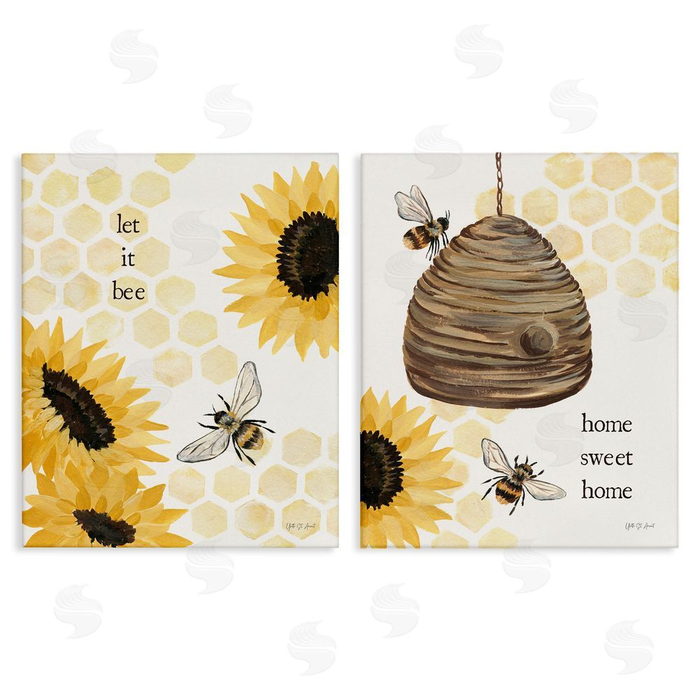 Yvette St. Amant Sunflower Let it Bee Skep Canvas Wall Art Print