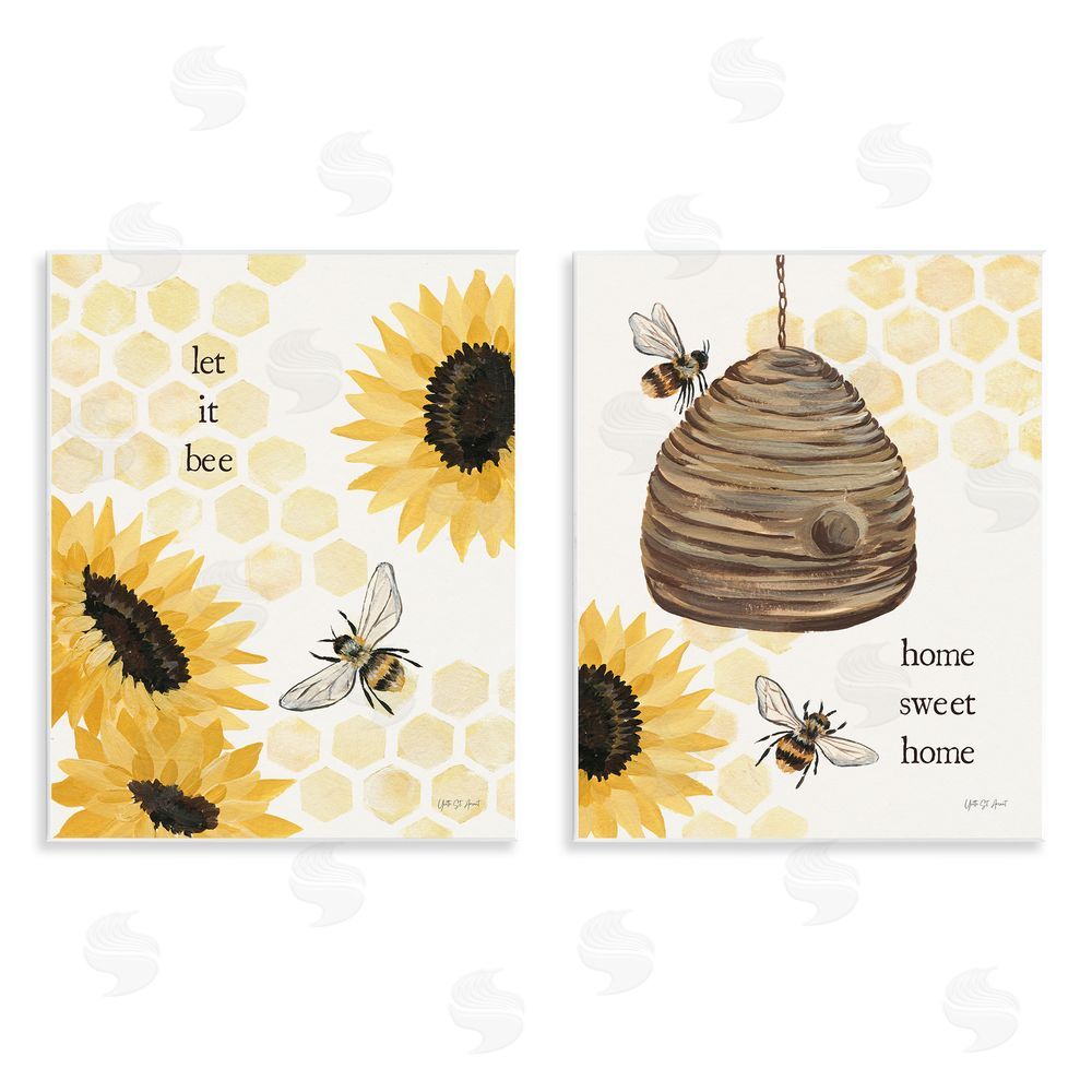 Yvette St. Amant Sunflower Let it Bee Skep Wooden Wall Plaque Art Print