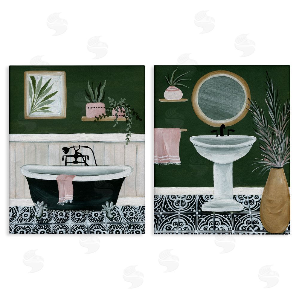 Yvette St. Amant Inviting Bold Green Bathroom  Canvas Wall Art Print