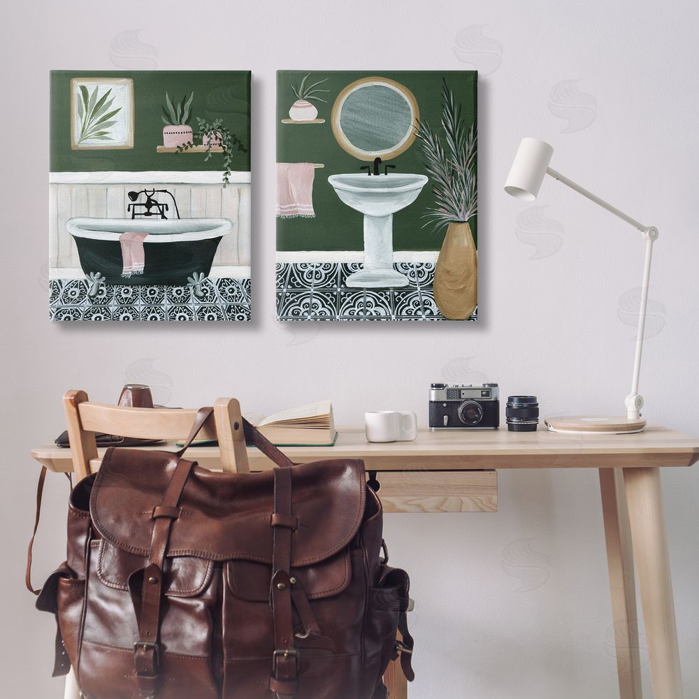 Yvette St. Amant Inviting Bold Green Bathroom  Canvas Wall Art Print in Room