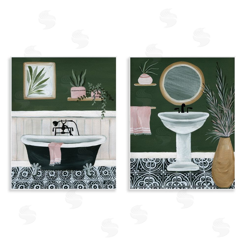 Yvette St. Amant Inviting Bold Green Bathroom  Wooden Wall Plaque Art Print