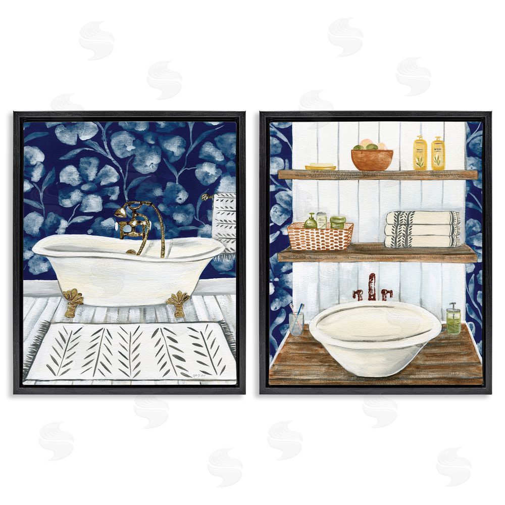 Yvette St. Amant Bold Painted Farmhouse Bathroom  Black Floating Frame Canvas Wall Art Print