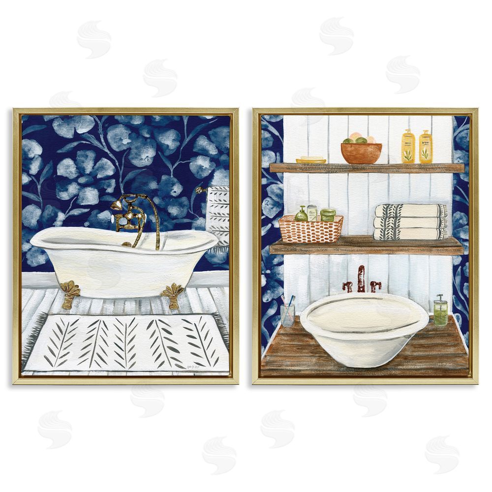 Yvette St. Amant Bold Painted Farmhouse Bathroom  Gold Floating Frame Canvas Wall Art Print