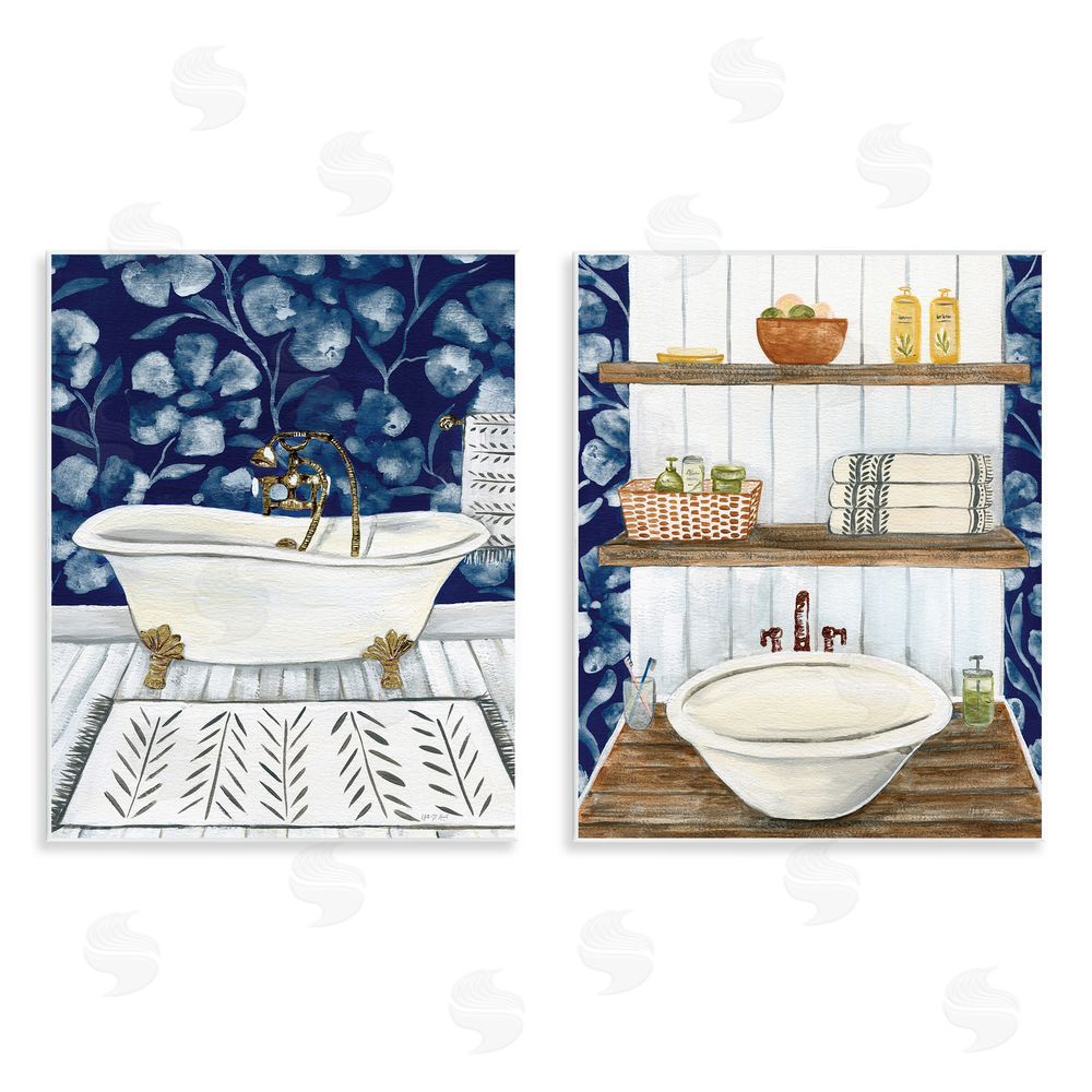 Yvette St. Amant Bold Painted Farmhouse Bathroom  Wooden Wall Plaque Art Print