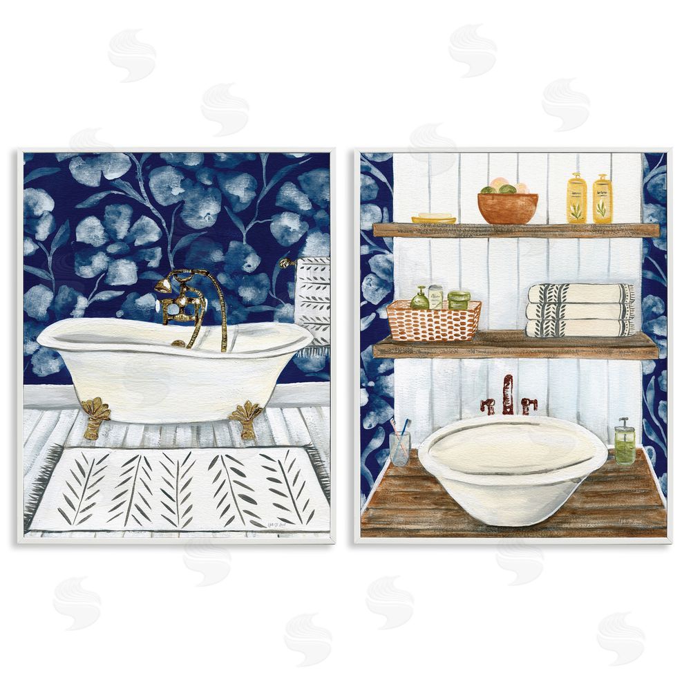 Yvette St. Amant Bold Painted Farmhouse Bathroom  White Framed Giclee Wall Art Print
