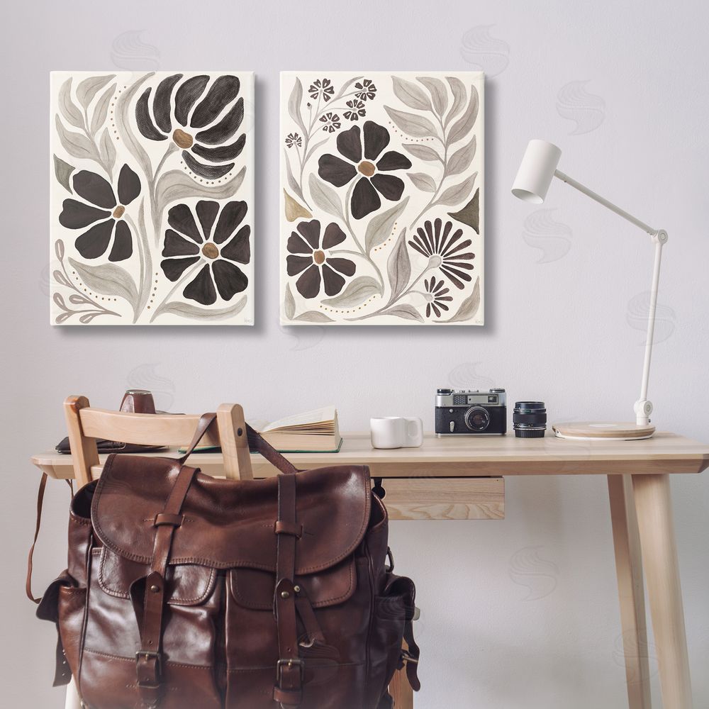 Veronique Charron Modern Neutral Petals  Canvas Wall Art Print in Room