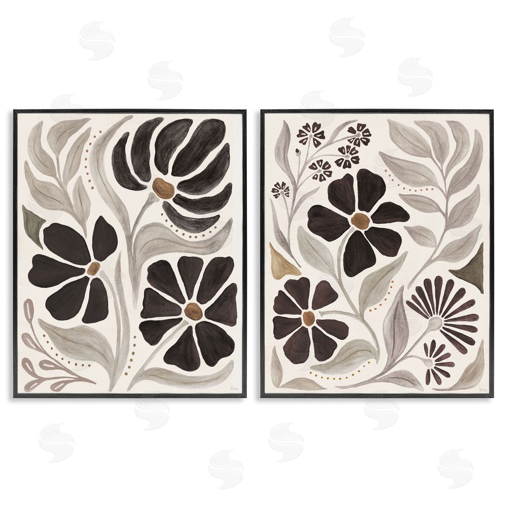 Veronique Charron Modern Neutral Petals  Black Framed Giclee Wall Art Print