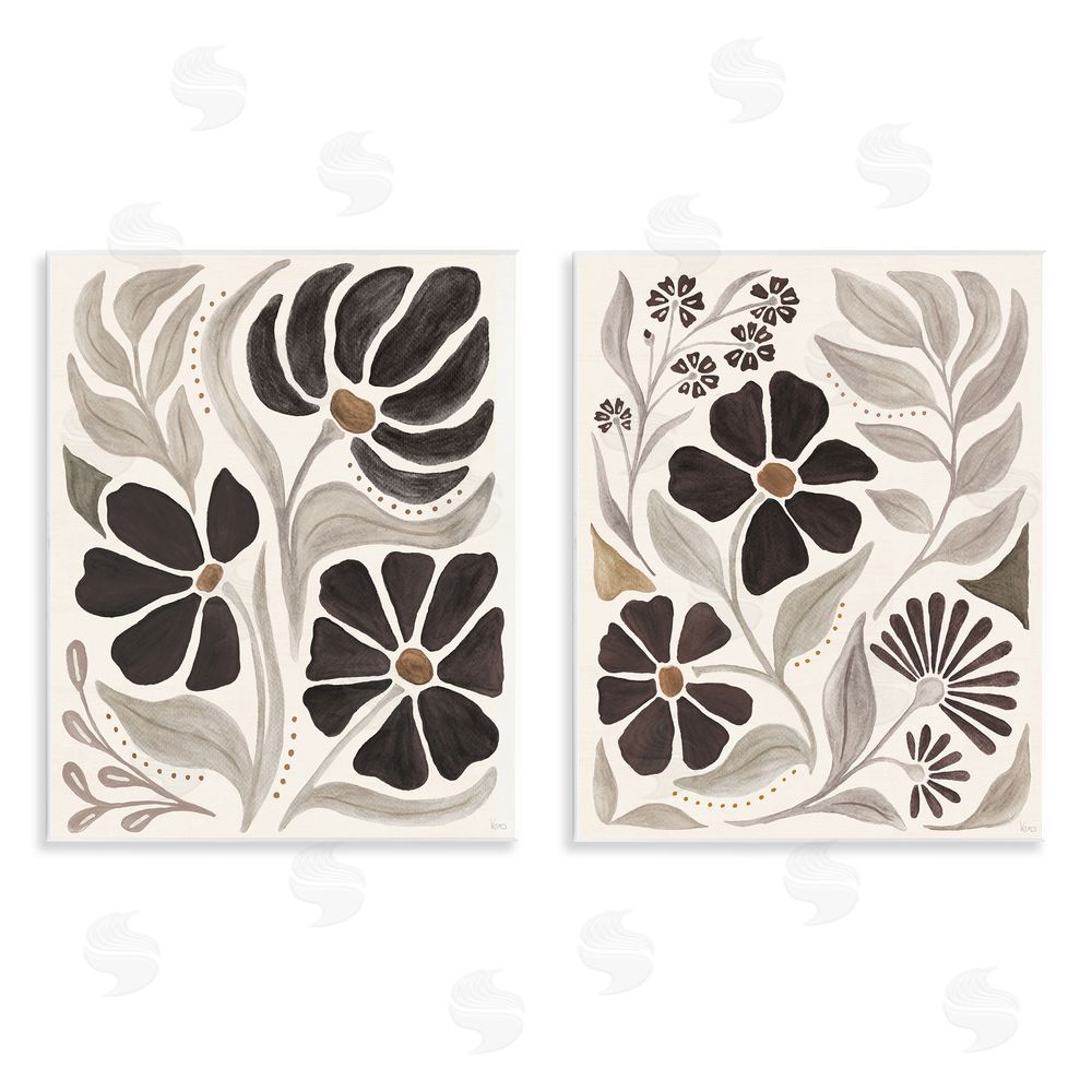 Veronique Charron Modern Neutral Petals  Wooden Wall Plaque Art Print