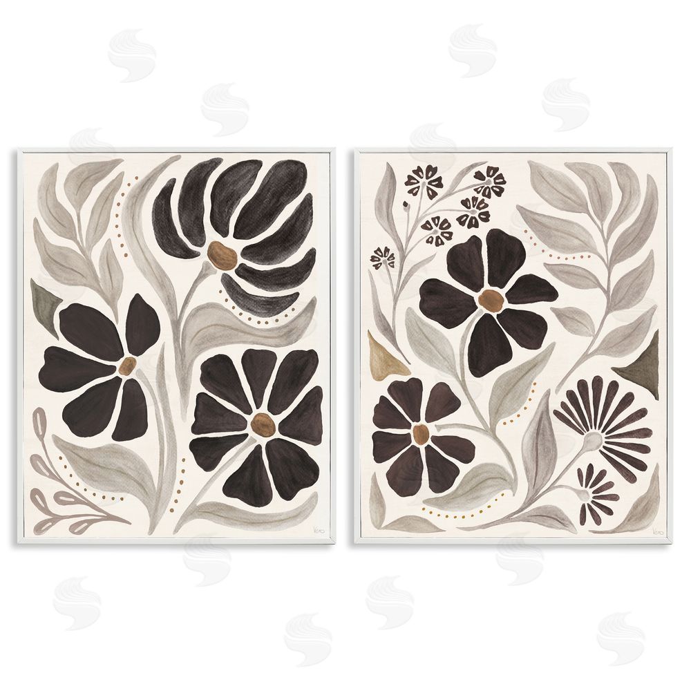 Veronique Charron Modern Neutral Petals  White Framed Giclee Wall Art Print