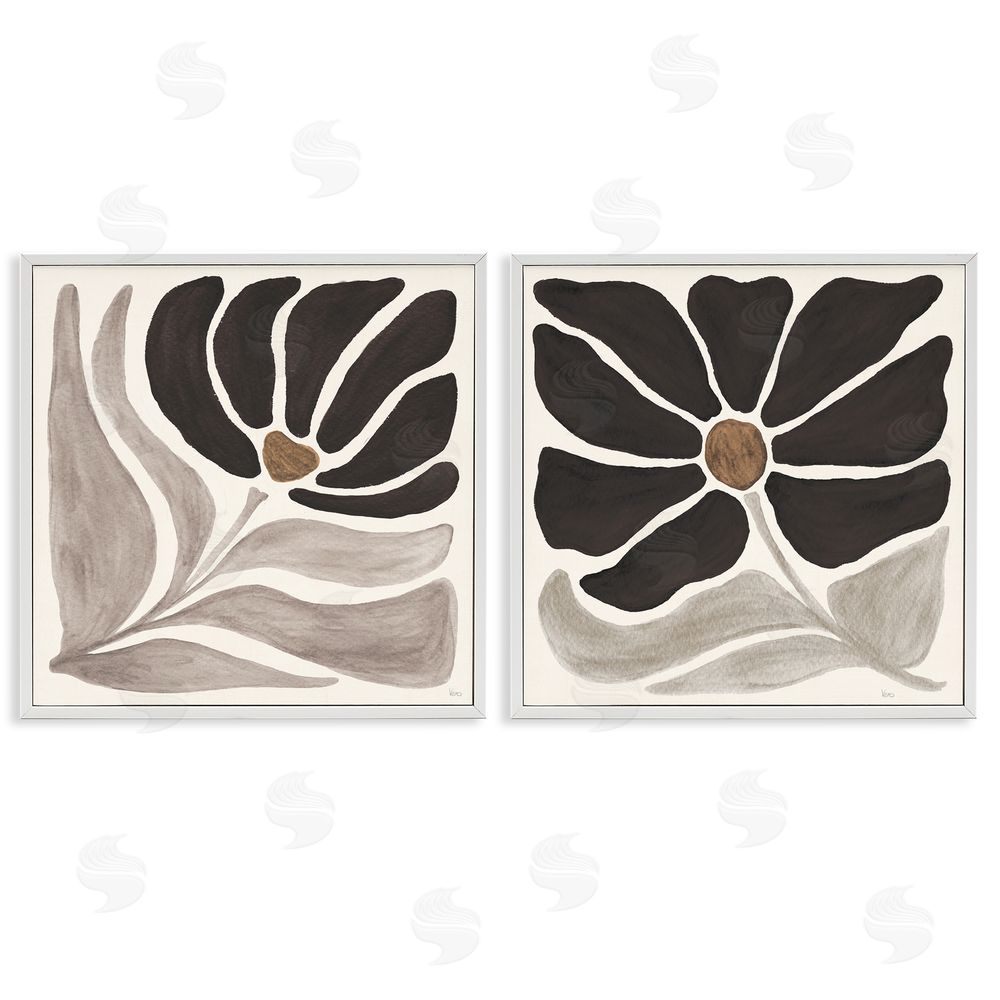 Veronique Charron Large Modern Flower  White Framed Giclee Wall Art Print
