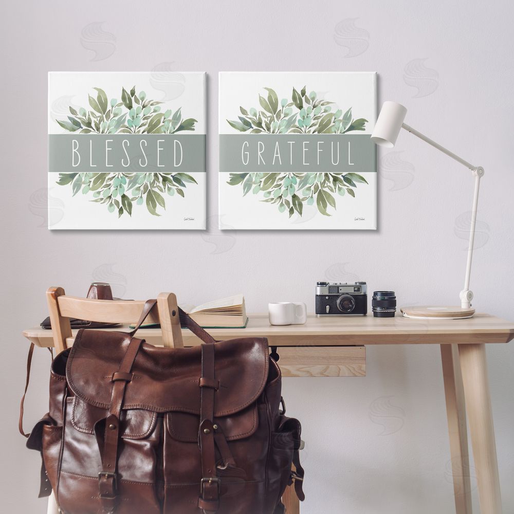 Leslie Trimbach Blessed Grateful Sentiment  Canvas Wall Art Print in Room