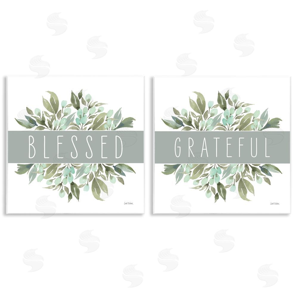 Leslie Trimbach Blessed Grateful Sentiment  Wooden Wall Plaque Art Print