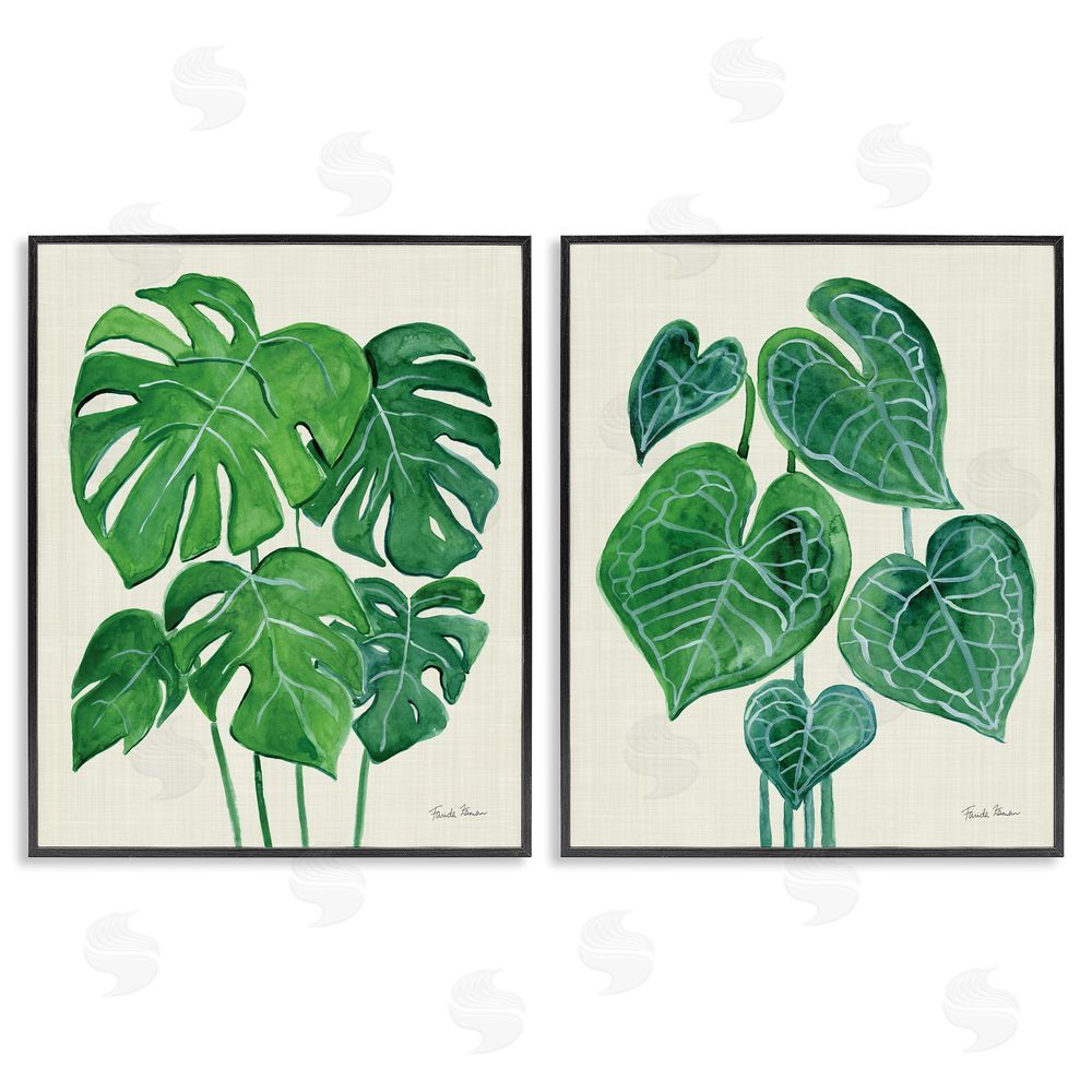 Farida Zaman Thriving Detailed Monstera Leaves  Black Framed Giclee Wall Art Print