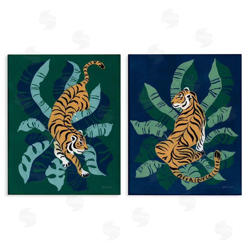 Yvette St. Amant Prowling Tiger Sitting Tiger Jungle  Canvas Wall Art Print